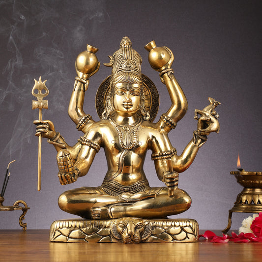 Mahamrityunjaya Pure Brass Superfine Shiva Statue 14 inch