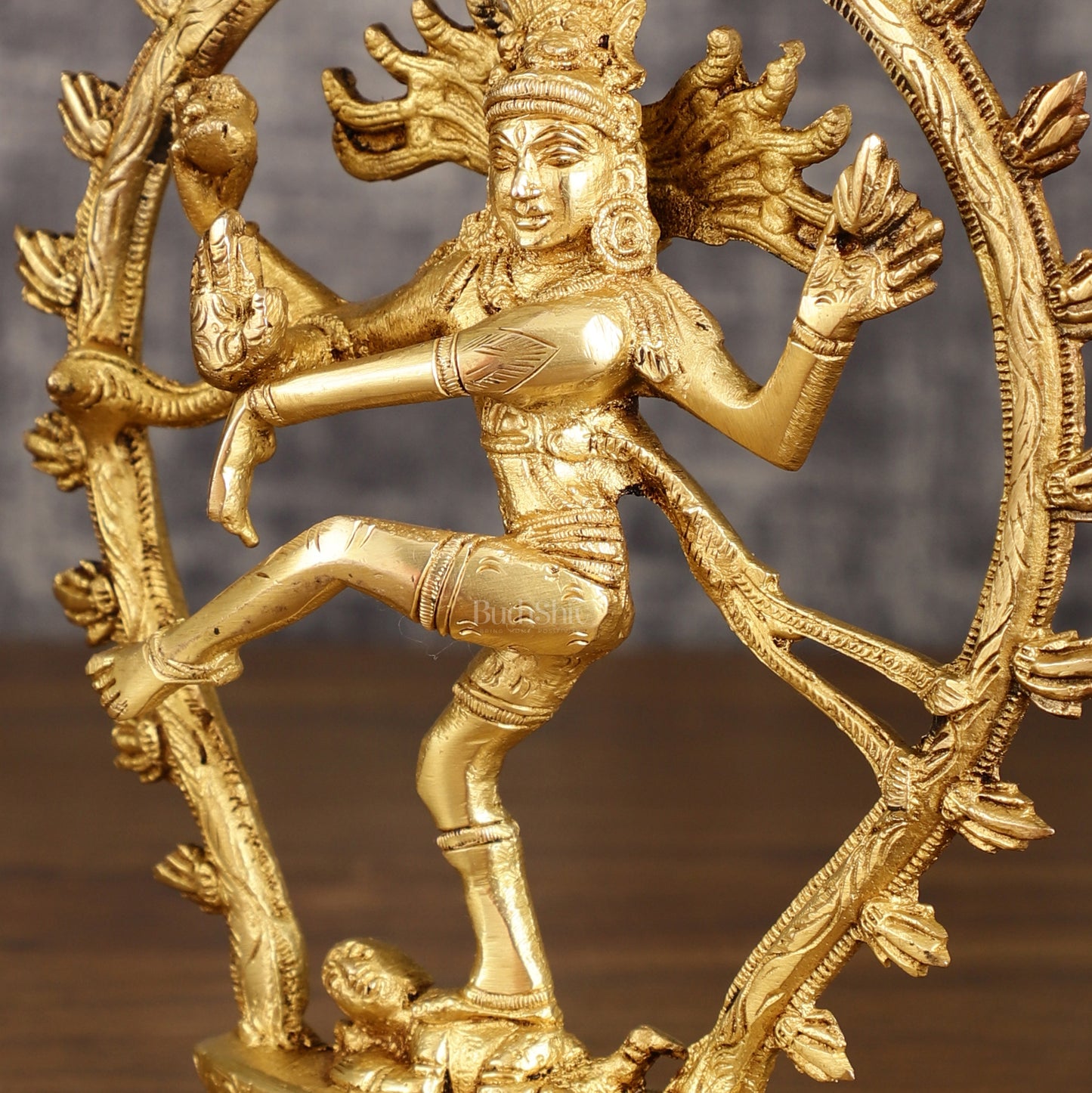 Pure Brass Dancing Shiva Nataraja with Oval Arch | 9 Inch