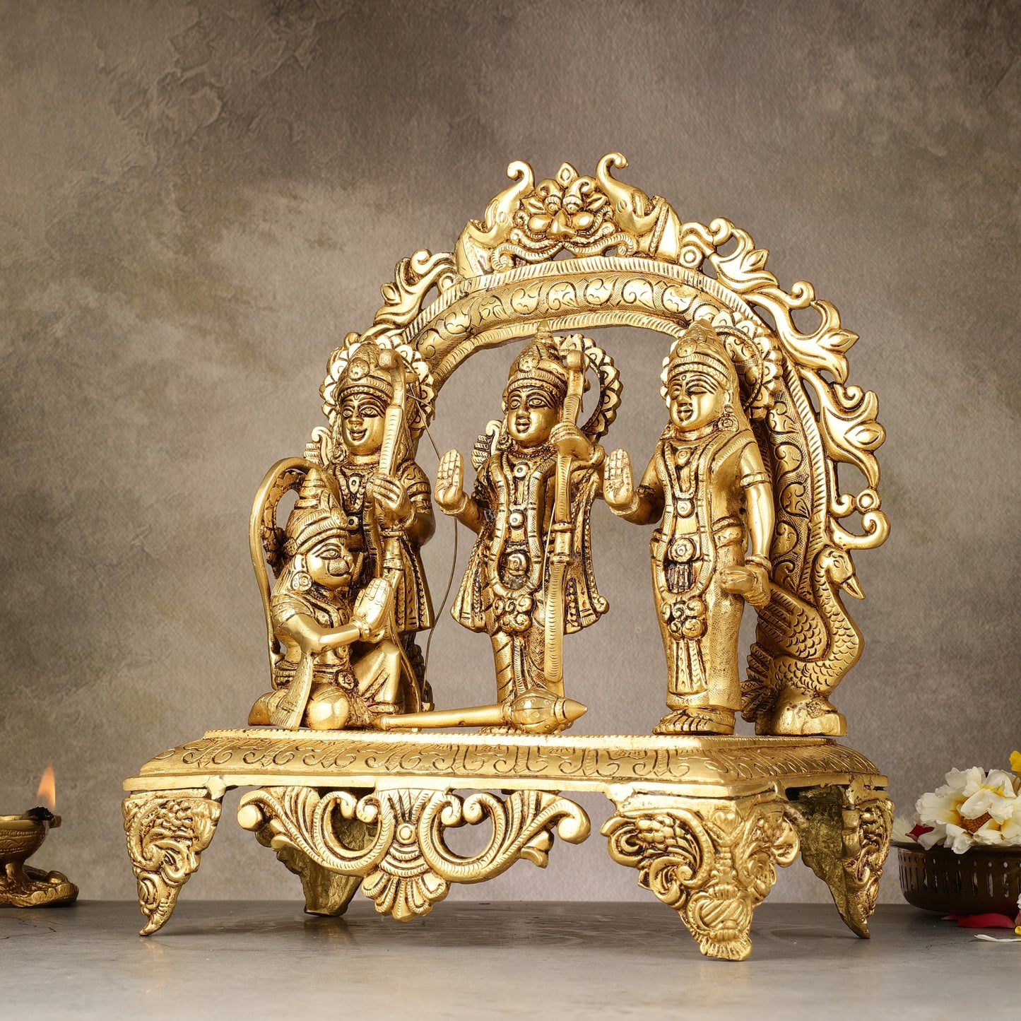 Brass Superfine Ram Darbar - Majestic 13-Inch Sculpture