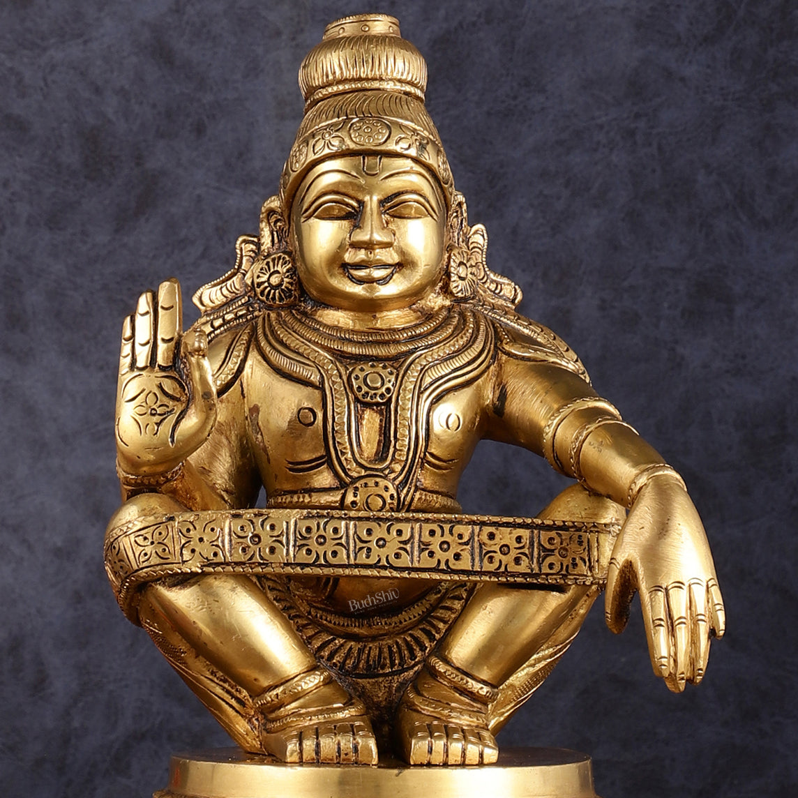 Brass Ayyappan Blessing Mudra Statue 9.5