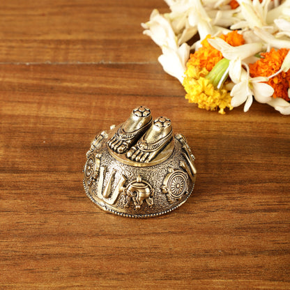 Pure Brass Superfine Lord Tirupati Balaji Feet Charan Paduka | 2 Inch Height