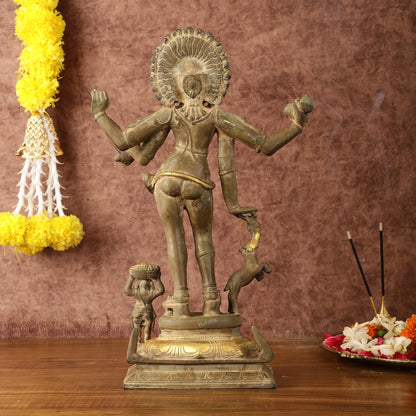 Pure Brass Bhikshatana Kaal Bhairava Shiva Idol - 15"