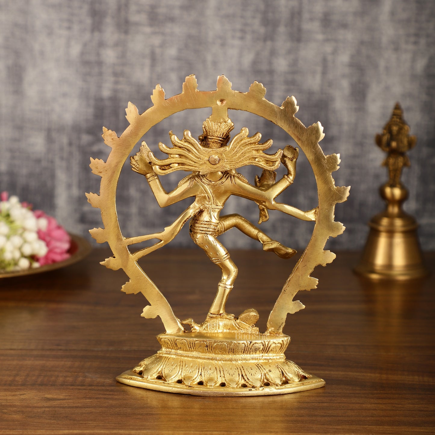 Pure Brass Dancing Shiva Nataraja with Oval Arch | 9 Inch