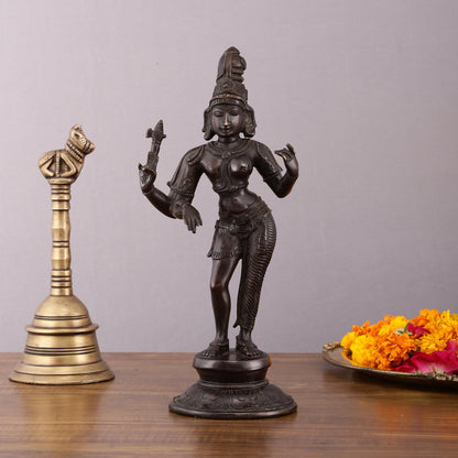 Pure Brass Vintage Ardhanarishwara Dark Chocolate finish Sculpture – 11.5