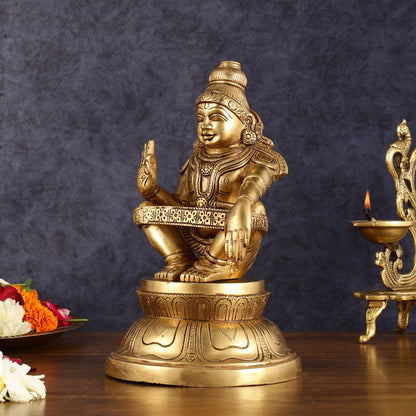 Brass Ayyappan Blessing Mudra Statue 9.5