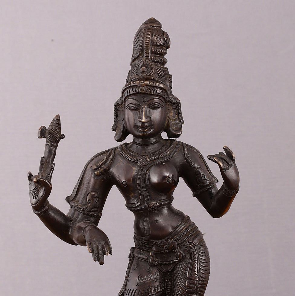 Pure Brass Vintage Ardhanarishwara Dark Chocolate finish Sculpture – 11.5