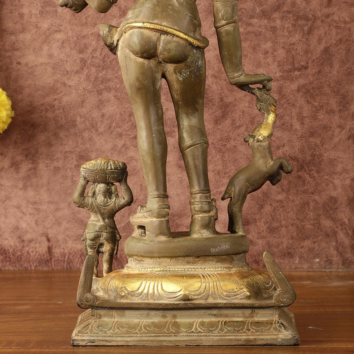 Pure Brass Bhikshatana Kaal Bhairava Shiva Idol - 15"