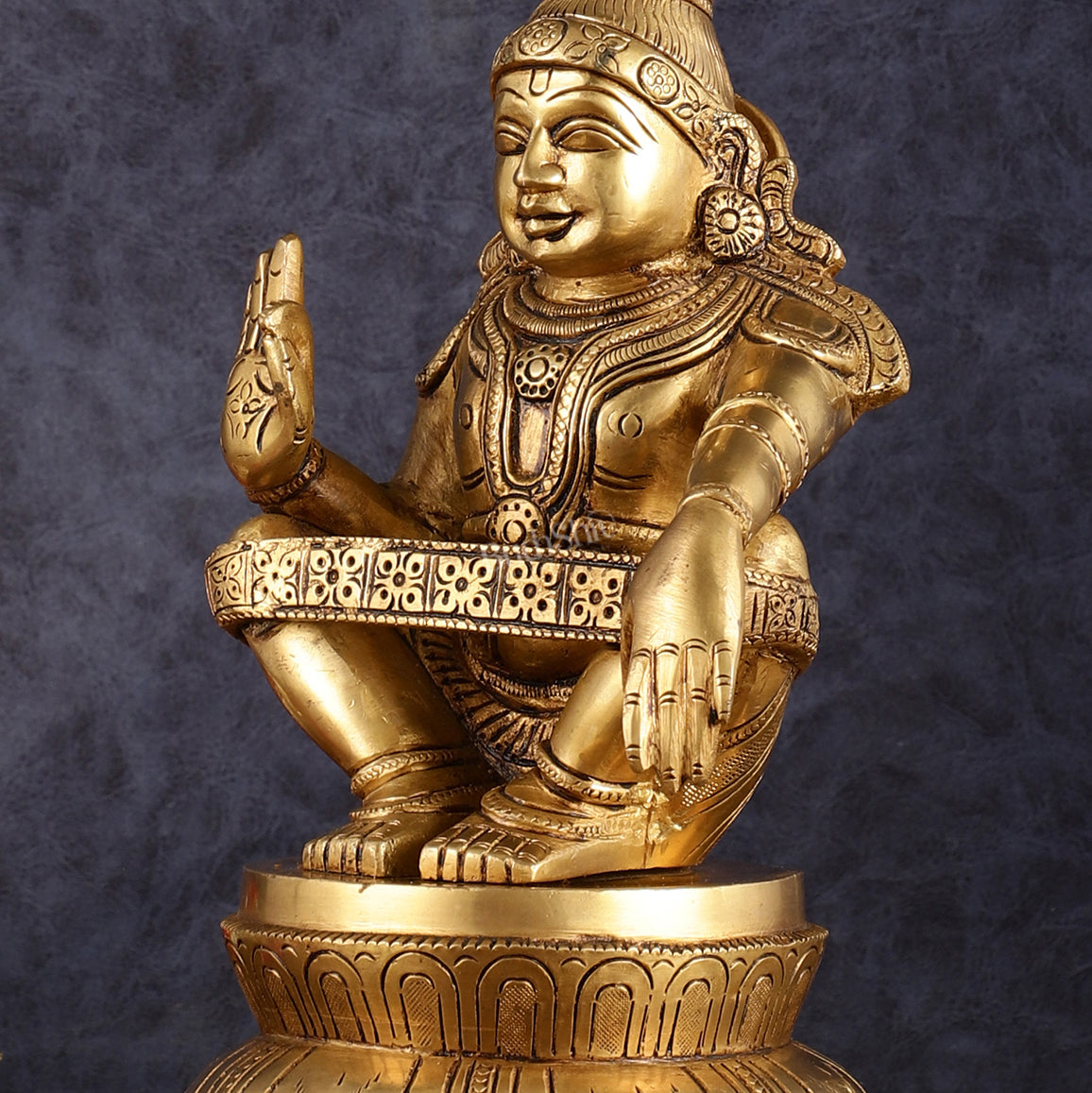 Brass Ayyappan Blessing Mudra Statue 9.5