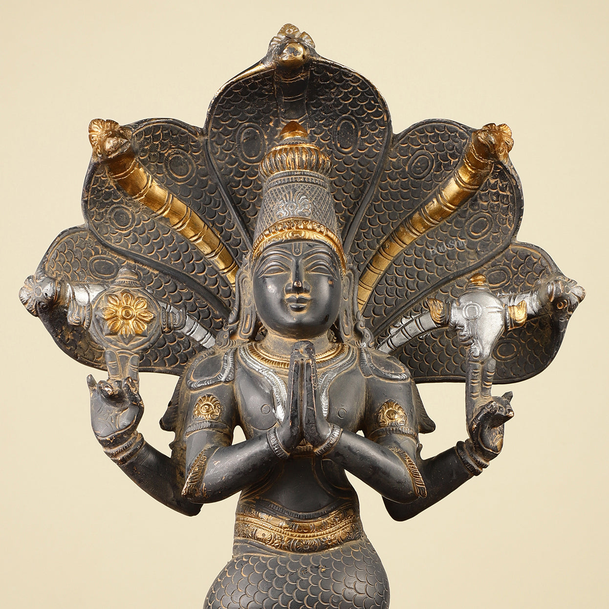 Pure Brass Antique Sand Finish Patanjali Statue 15"