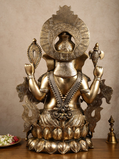 Ganesha Handcrafted Superfine Brass Large Sized Statue | 29" Tall