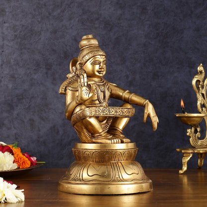 Brass Ayyappan Blessing Mudra Statue 9.5