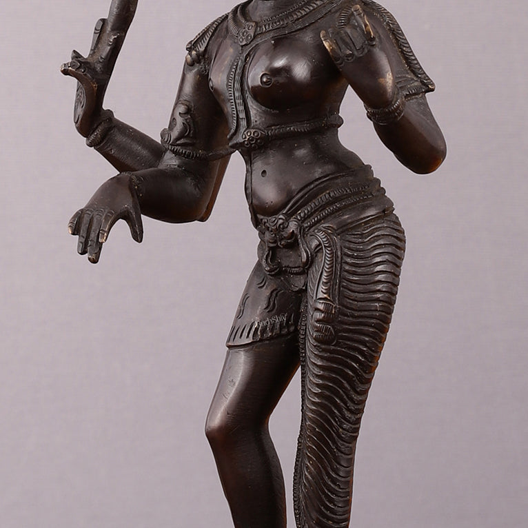 Pure Brass Vintage Ardhanarishwara Dark Chocolate finish Sculpture – 11.5