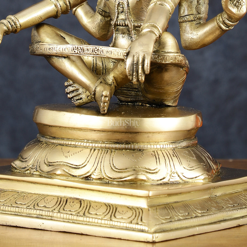 Brass Yog Narasimha Statue 11" Antique gold tone