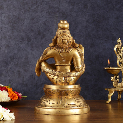 Brass Ayyappan Blessing Mudra Statue 9.5