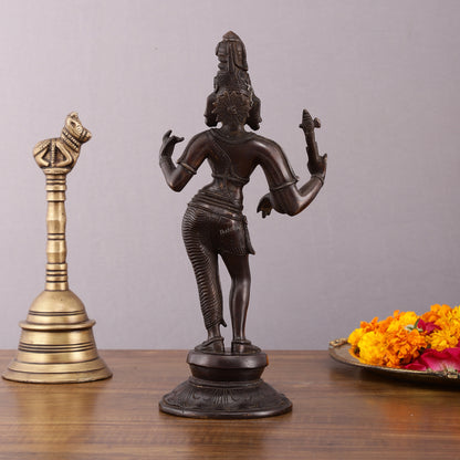 Pure Brass Vintage Ardhanarishwara Dark Chocolate finish Sculpture – 11.5