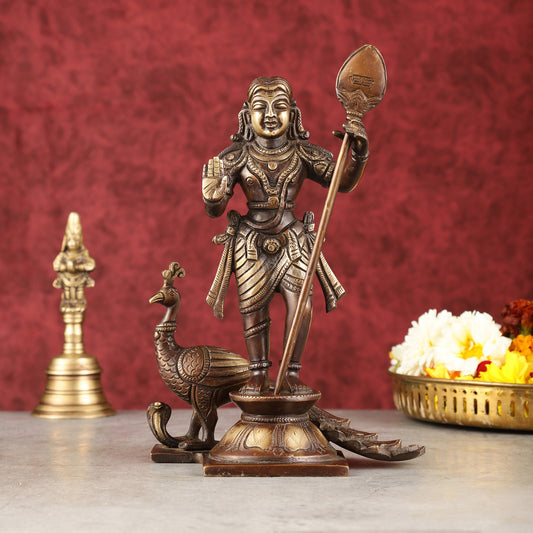 Pure Superfine Brass Raja Murugan Kumaraswamy Idol - 8.75" antique chola