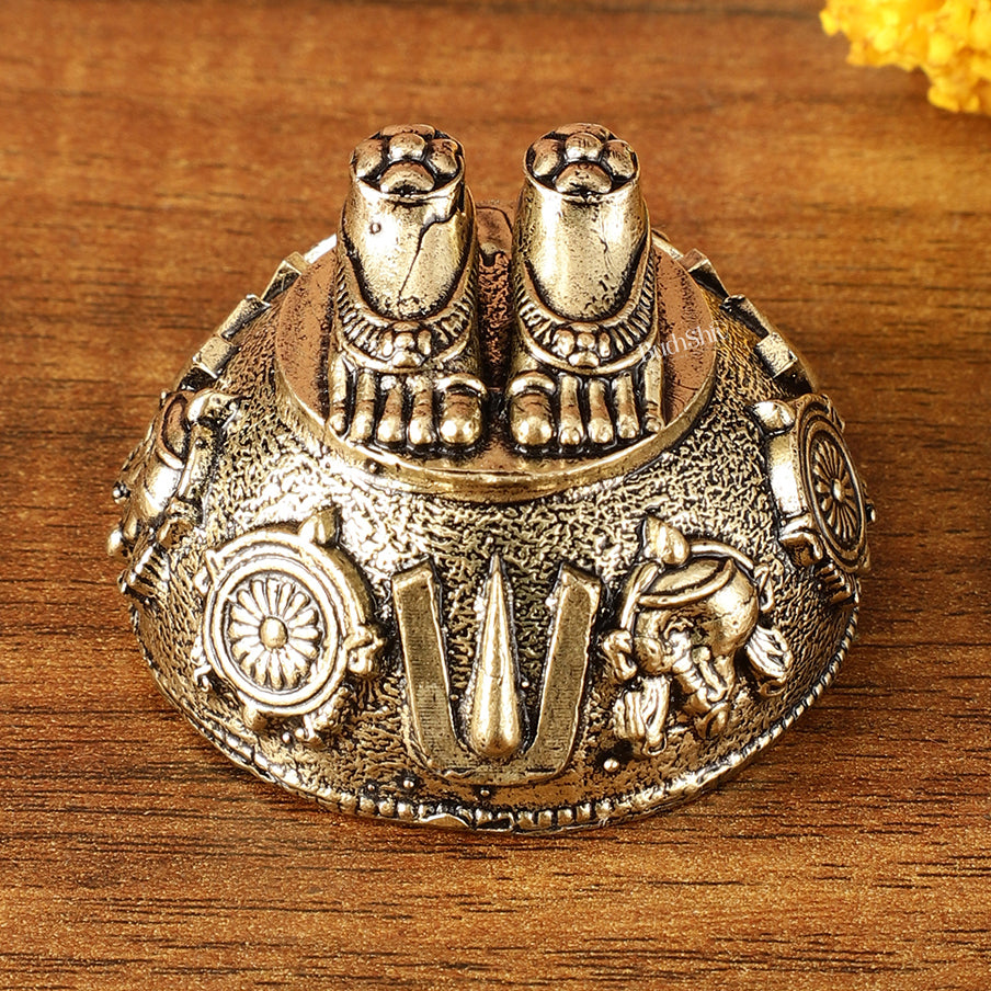 Pure Brass Superfine Lord Tirupati Balaji Feet Charan Paduka | 1.5 Inch Height |