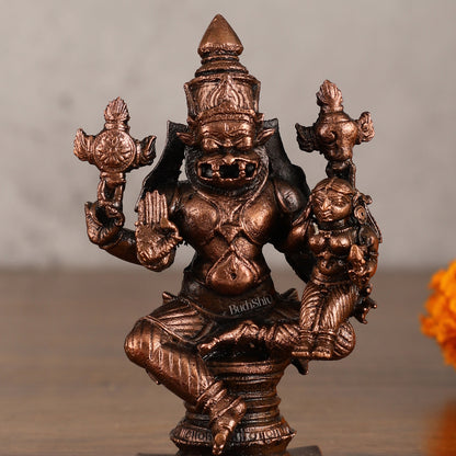 Pure Copper Narsimha Lakshmi Idol - 4 Inches