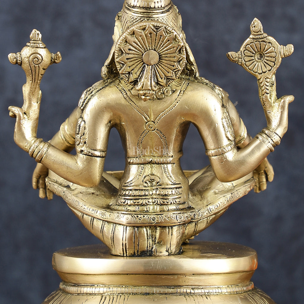 Brass Yog Narasimha Statue 11" Antique gold tone