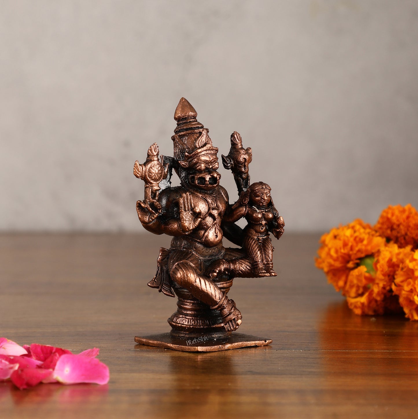 Pure Copper Narsimha Lakshmi Idol - 4 Inches