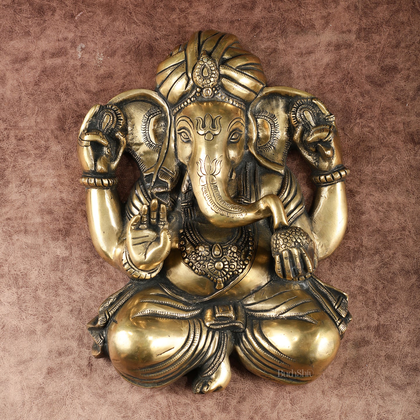 Brass Full Body Lord Ganesha Wall Hanging – 14 Inch