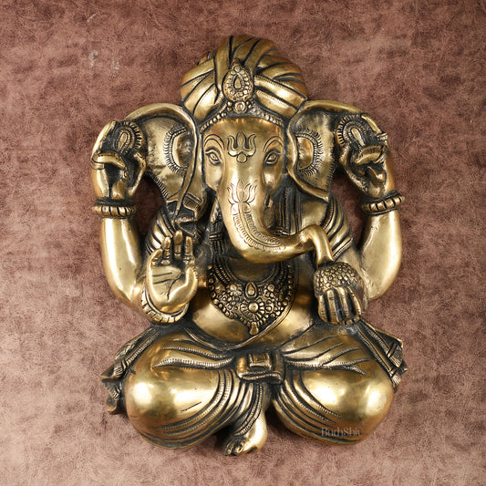 Brass Full Body Lord Ganesha Wall Hanging – 14 Inch