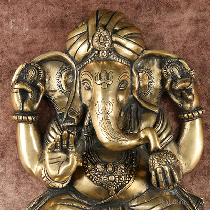 Brass Full Body Lord Ganesha Wall Hanging – 14 Inch