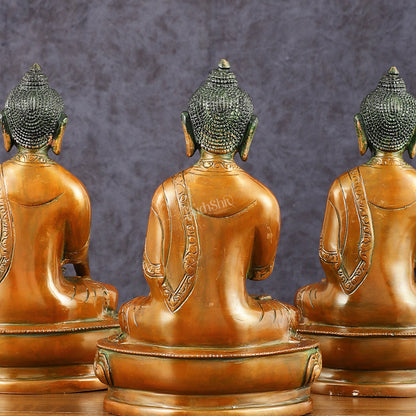 Brass Set of 5 Dhyani Buddha Statues - 8 inch