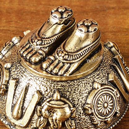 Pure Brass Superfine Lord Tirupati Balaji Feet Charan Paduka | 1.5 Inch Height |