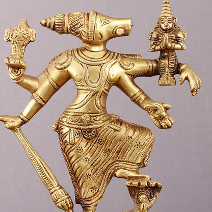 Pure Brass Lord Varaha with Goddess Lakshmi & Bhumi Devi – 8.5 inch