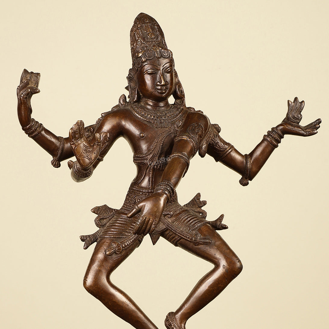 Exquisite 16-inch Brass Dancing Lord Shiva Statue