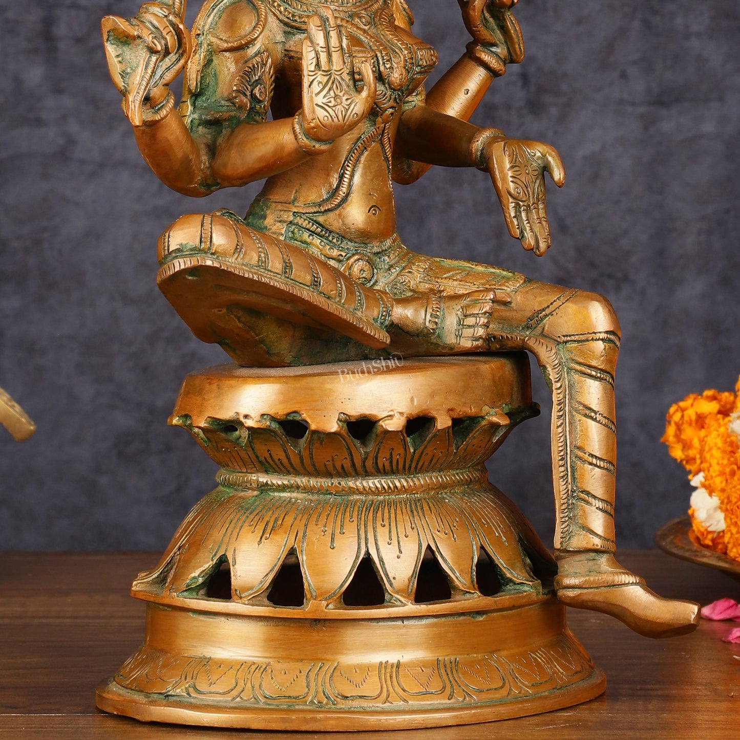 Vintage Brass Lakshmi Idol - 12" Divine Sculpture