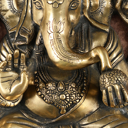 Brass Full Body Lord Ganesha Wall Hanging – 14 Inch