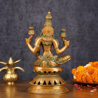 Vintage Brass Lakshmi Idol - 12" Divine Sculpture