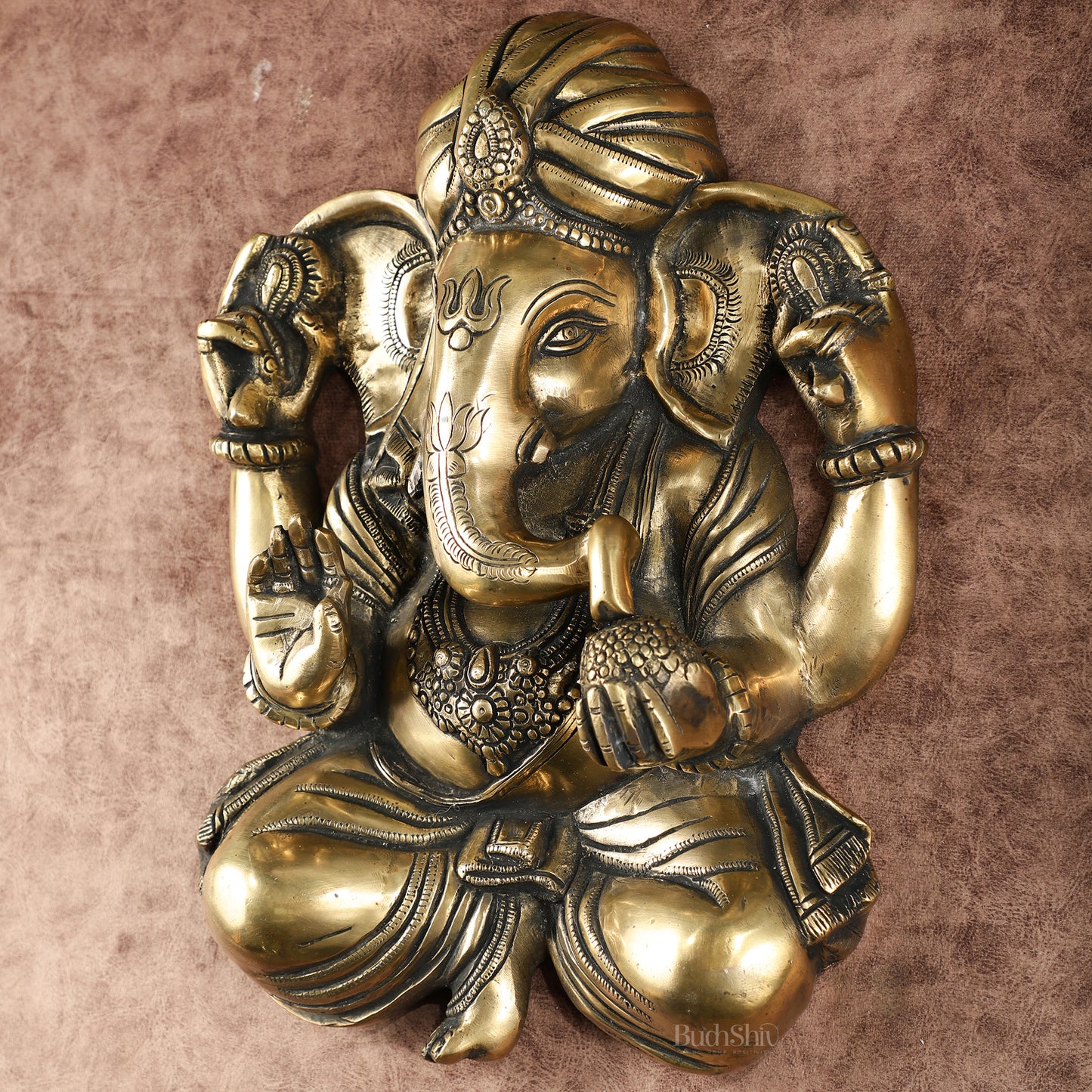 Brass Full Body Lord Ganesha Wall Hanging – 14 Inch