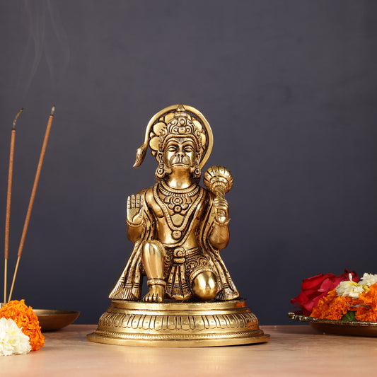Handmade Brass Superfine Lord Hanuman Idol - 7"