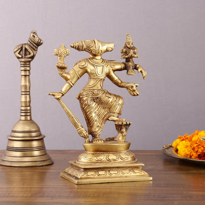 Pure Brass Lord Varaha with Goddess Lakshmi & Bhumi Devi – 8.5 inch