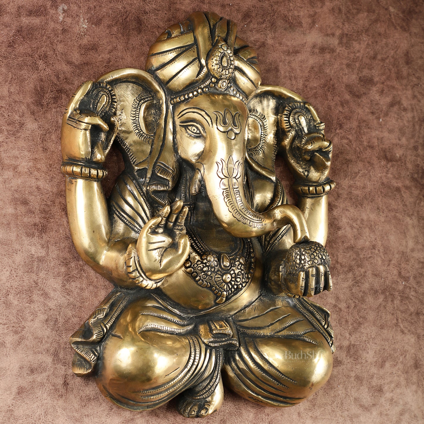 Brass Full Body Lord Ganesha Wall Hanging – 14 Inch