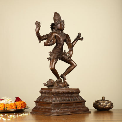 Exquisite 16-inch Brass Dancing Lord Shiva Statue