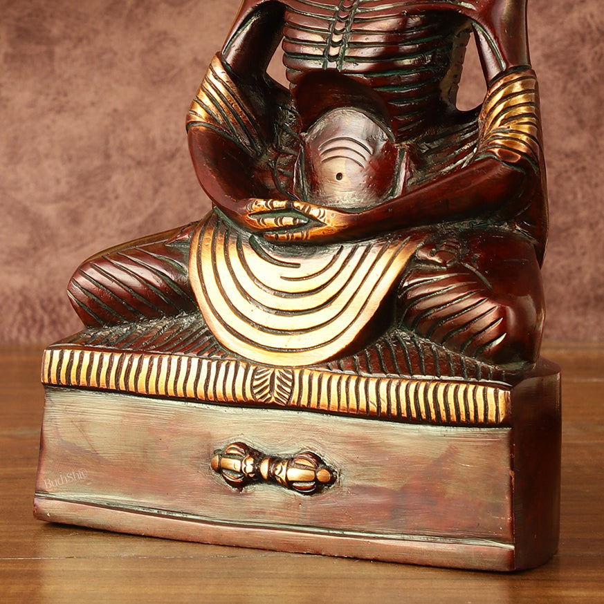 Pure Brass Fasting/Hungry Buddha in Meditation Sculpture - 9" Tall