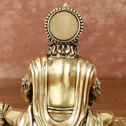 Pure Brass Superfine Meditation Hanuman Idol - Intricately Carved - 4" Tall