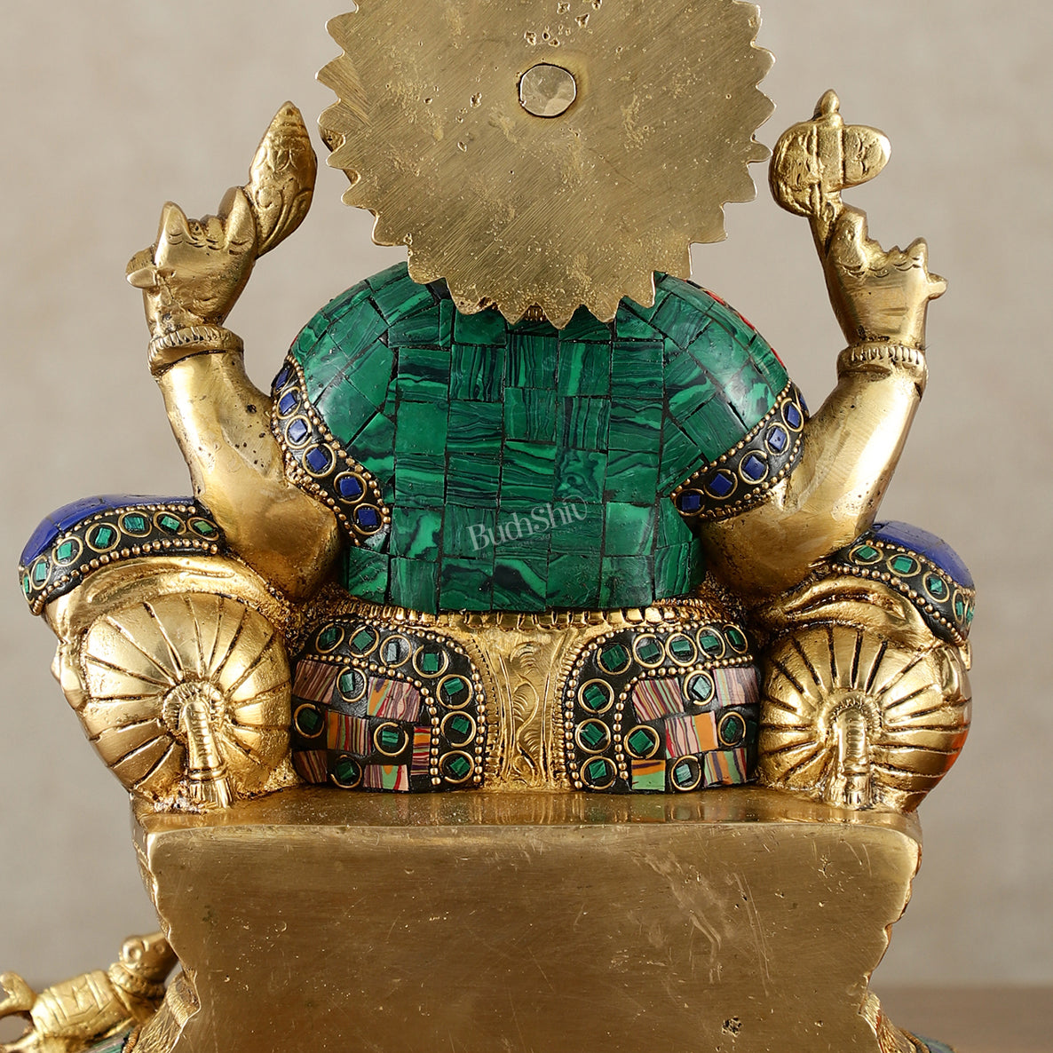 Brass Ganesha Idol with Meenakari Stonework | 10" Height | Vibrant