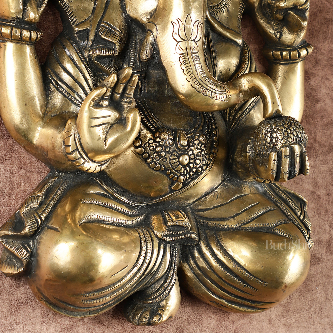 Brass Full Body Lord Ganesha Wall Hanging – 14 Inch