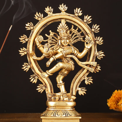 Brass Handcrafted Superfine Nataraja Statue - 10" Lord of Dance Sculpture