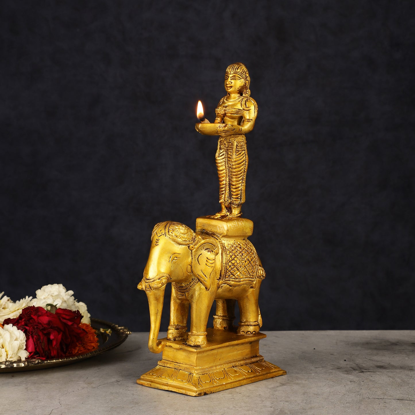 South Indian Style Paavai Deepam on Elephant Vilakku 9.5"