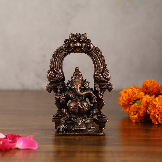 Pure Copper Lord Ganesha Idol - 4 Inches