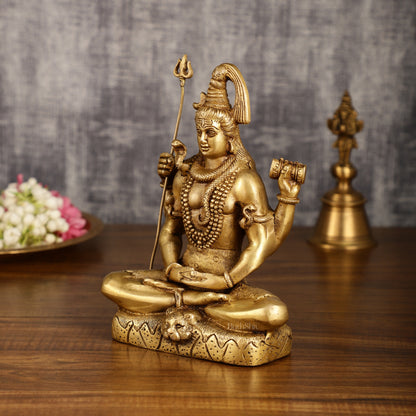 Handcrafted Pure Brass Lord Shiva Meditation Idol | 8.5 Inch