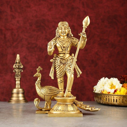 Pure Superfine Brass Raja Murugan Kumaraswamy Idol - 8.75"