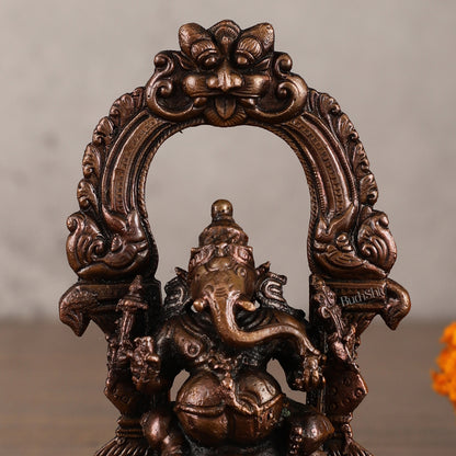 Pure Copper Lord Ganesha Idol - 4 Inches