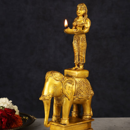 South Indian Style Paavai Deepam on Elephant Vilakku 9.5"